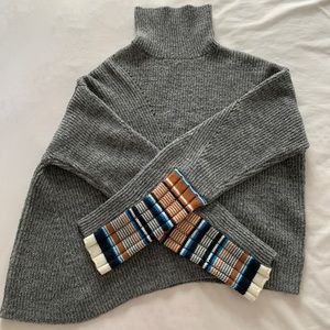 Grey Asymmetric Turtleneck Sweater